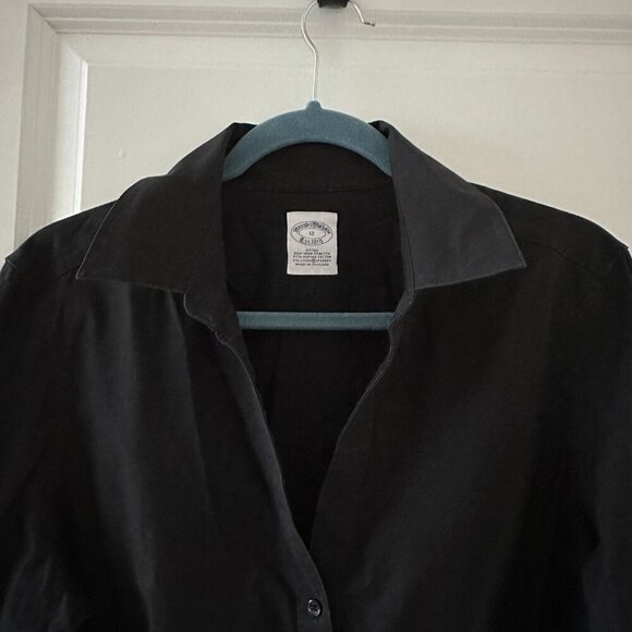 Vtg Brooks Brothers Black Fitted Non-Iron Stretch Black Button-Up Shirt Size 12 - Picture 3 of 14